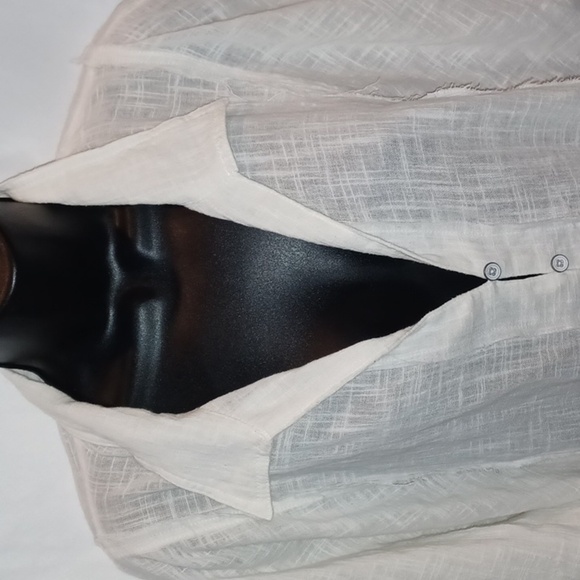 We The Free Free People white button front tunic top, oversized, distressed look - Picture 2 of 10